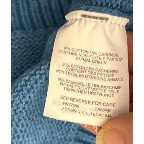 J.CREW 1/4 Zip Pullover Knitted Cotton Cashmere Light Blue Sweater Size Med/Tall - Picture 7 of 7